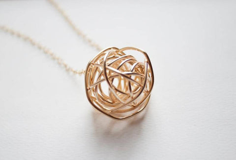 Large Woven Wire Ball Necklace