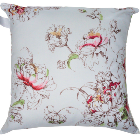 White and Red Floral Cushion