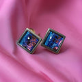 Earrings - Stainless Steel Studs - 12x12mm Glass Cabochon