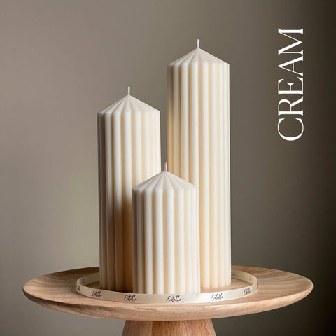 Ribbed Peak Pillar Candle Trio