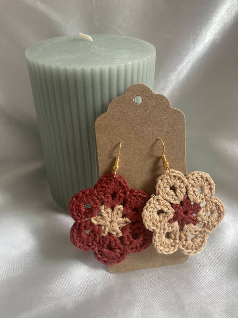 African Flower Motif Crochet Earrings