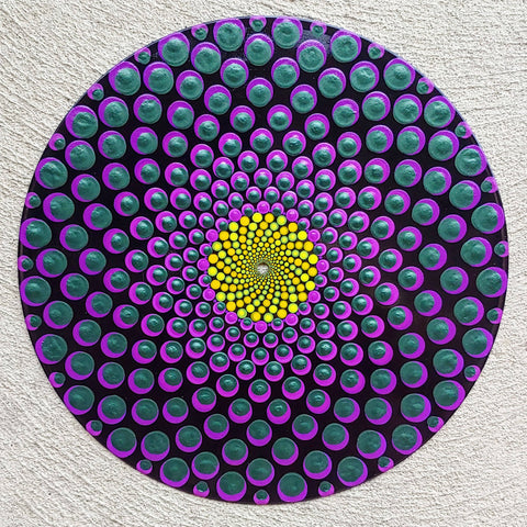 Dahlia Design: Acrylic Dot Art Painted Record