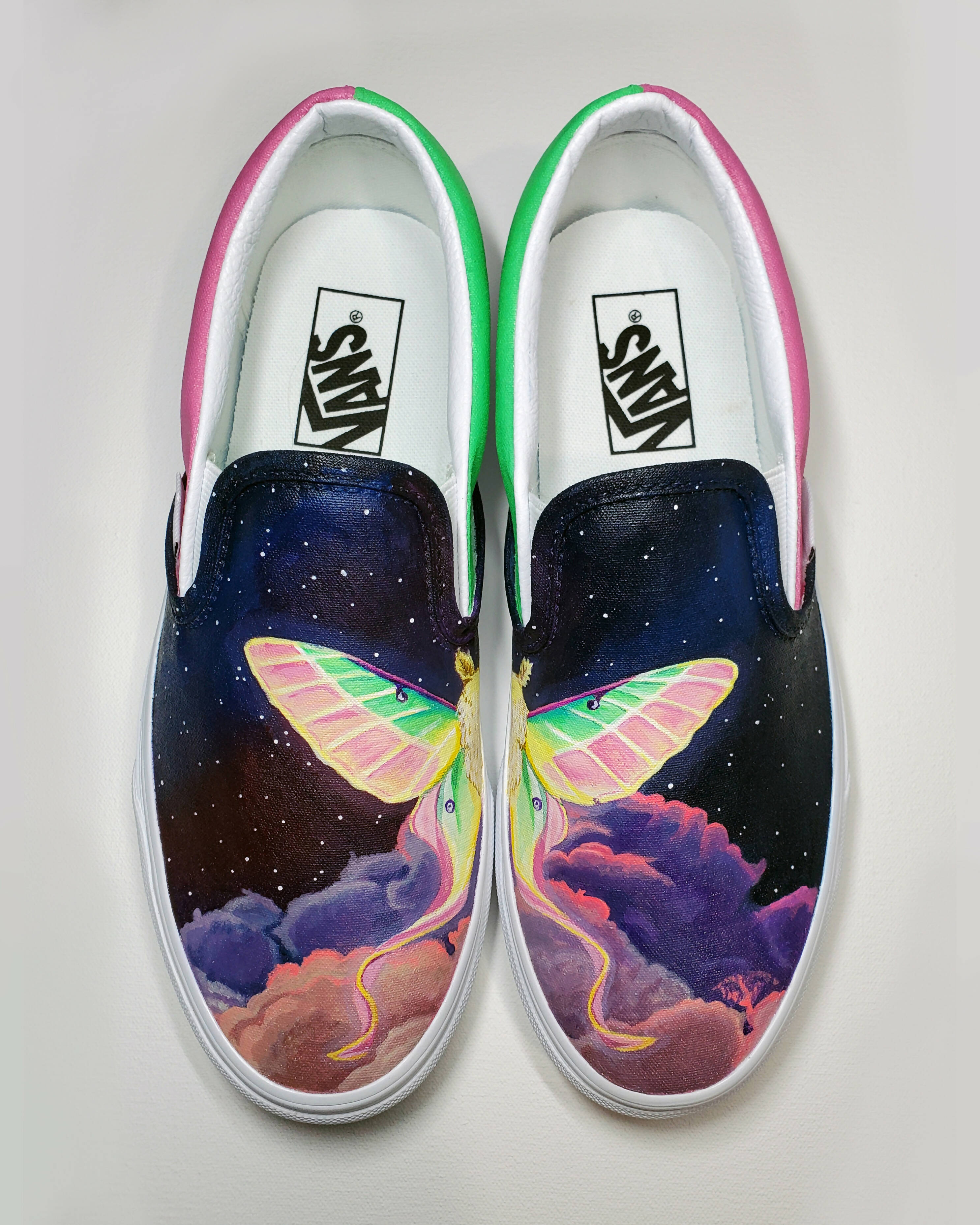 Luna Moth Hand Painted Vans Shoes Marketspot