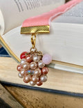 Apricot Ribbon Bookmark with Pearl Vintage Charm