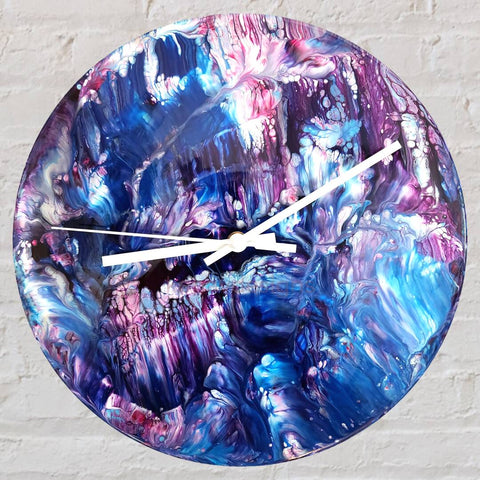 12" Wall Clock - Acrylic Fluid Art