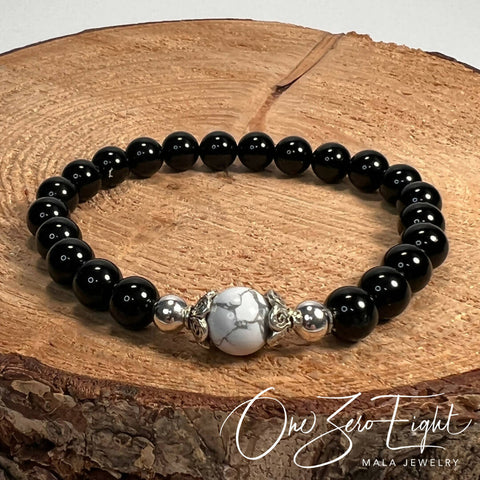 Black Onyx & Howlite Genuine Gemstone Ying/Yang Set