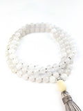 Acceptance Tassel Tasbih | White Jade Gemstone Beads with Handmade Silk Tassel | Free Shipping