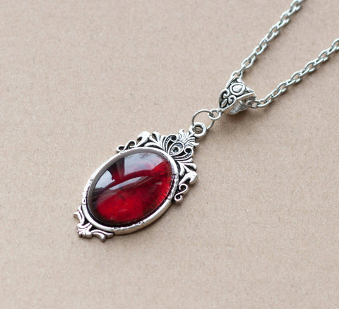 Victorian Necklace with Dark Red pendant