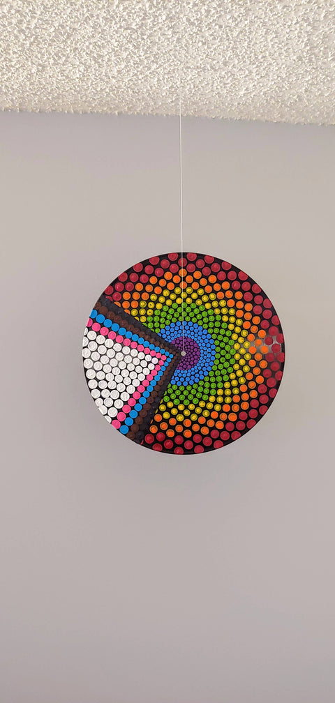 Lesbian Flag: Acrylic Dot Art Painted Record