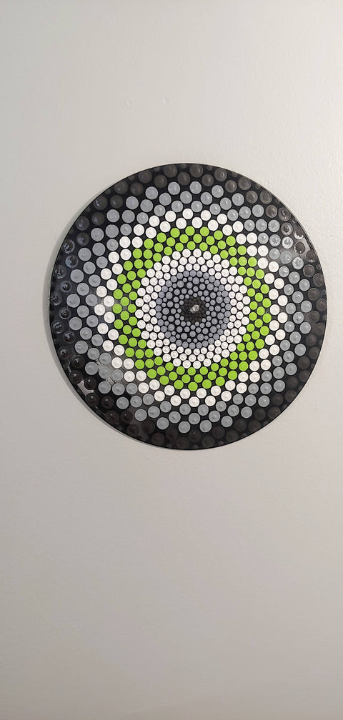 Agender Flag: Acrylic Dot Art Painted Record
