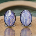 Earrings - Stainless Steel Studs - 13x18mm Glass Cabochon