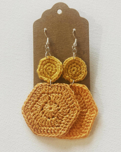 Hexagon Dangle Crochet Earrings