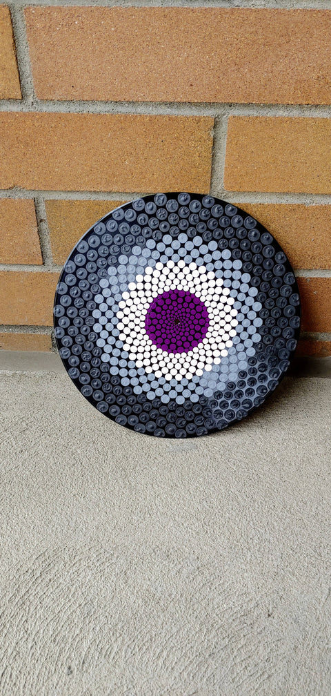 Asexual Flag: Acrylic Dot Art Painted Record
