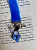 Blue Ribbon Bookmark with Crystal, Bird, Key Charms