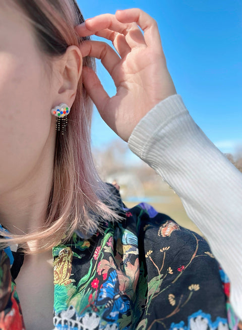 Rainbow Cloud | Polymer Clay Earrings | Handmade