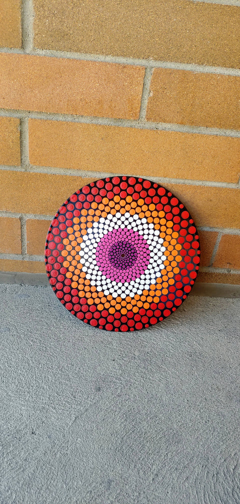 Lesbian Flag: Acrylic Dot Art Painted Record