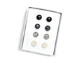 Monochrome Glitter Titanium Stud Earring Set - 4 Pairs