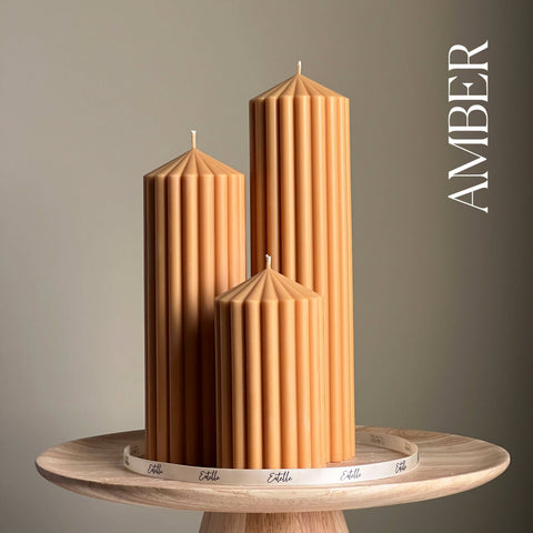 Ribbed Peak Pillar Candle Trio