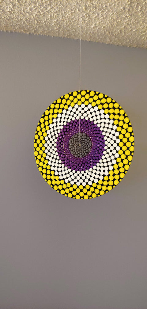 Nonbinary Flag: Acrylic Dot Art Painted Record