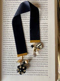 Black Ribbon Bookmark with Black/Gold Vintage Charms