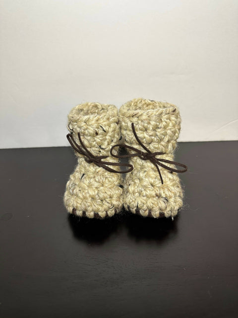 Crochet Baby Booties - Faux Leather Soles