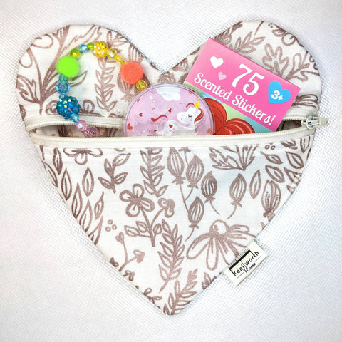 Rose Floral Heart Pouch