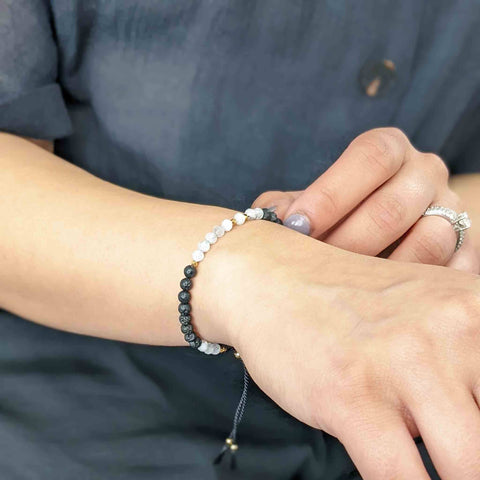 Revive Mini Tasbih Bracelet | Women's Bracelet with Moonstone and Lava Gemstone Beads | Free Shipping