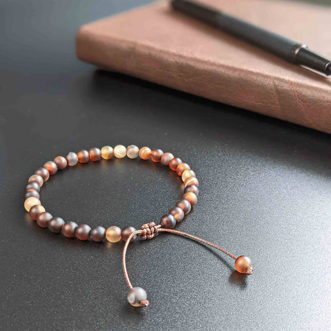 Bold Tasbih Bracelet | Men's Bracelet with Coffee Agate Gemstone Beads | Free Shipping