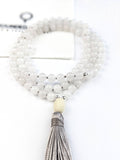 Acceptance Tassel Tasbih | White Jade Gemstone Beads with Handmade Silk Tassel | Free Shipping