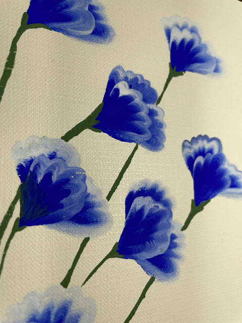Little Blue / White Flowers Hand Painted Greeting Card