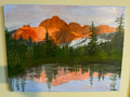 Sunrise reflections of mountain landscape acrylic painting