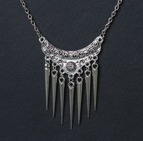 Medieval Gothic Necklace with Long Spikes