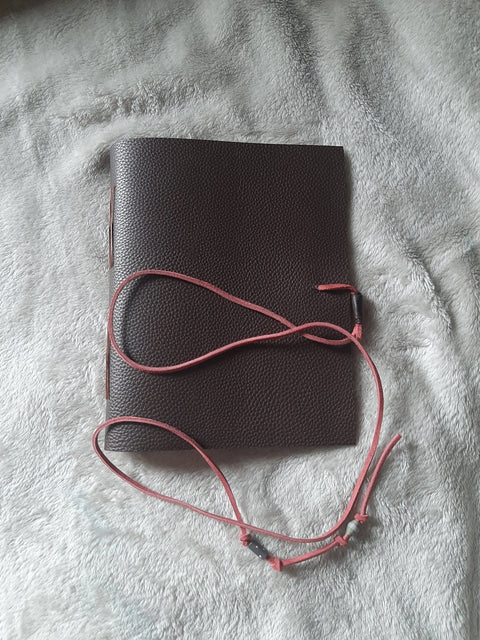 PU leather long stitch journal with suede cord tie "Blue Deer"