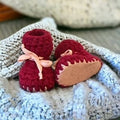 Crochet Baby Bootie with Pink Cork Sole