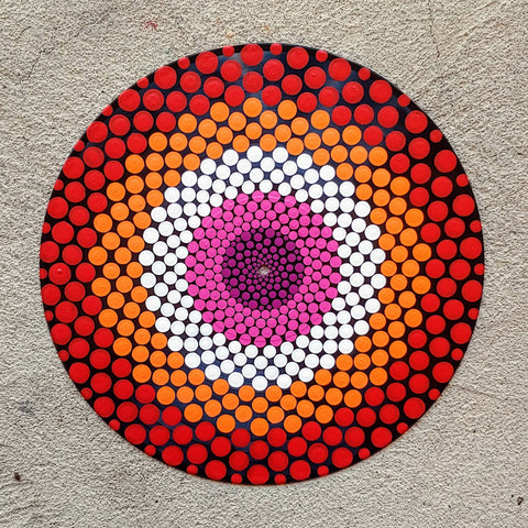 Lesbian Flag: Acrylic Dot Art Painted Record