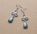 Antique Silver earrings with Turquoise Charms