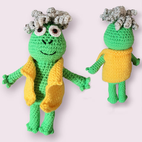 Lovely Green Frog | Finished Toy | Frog Crochet Amigurumi Toy | Green Froggy | Amigurumi Doll | Frog with 2 jackets