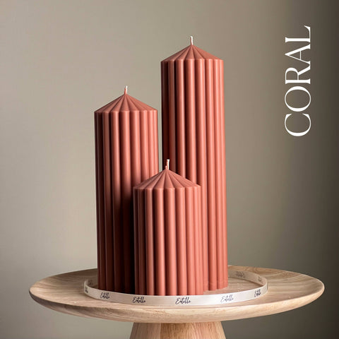 Ribbed Peak Pillar Candle Trio