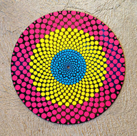 Pansexual Flag: Acrylic Dot Art Painted Record
