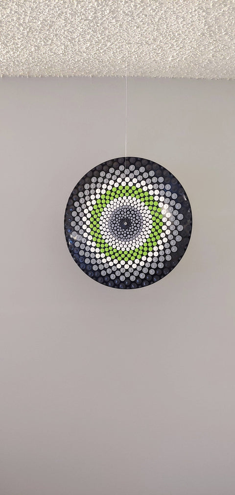 Agender Flag: Acrylic Dot Art Painted Record