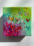 Heart Burst Rainbow Acrylic Painting