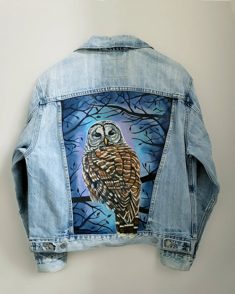Barred Owl Hand Painted Denim Jacket