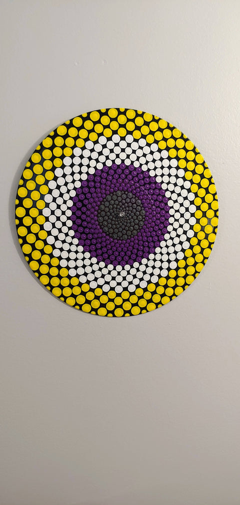 Nonbinary Flag: Acrylic Dot Art Painted Record