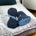 Crochet Baby Bootie with Blue Cork Sole