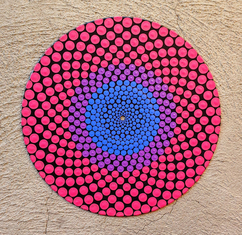 Bisexual Flag: Acrylic Dot Art Painted Record