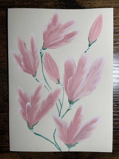 Pink / White Hand Painted Greeting Card