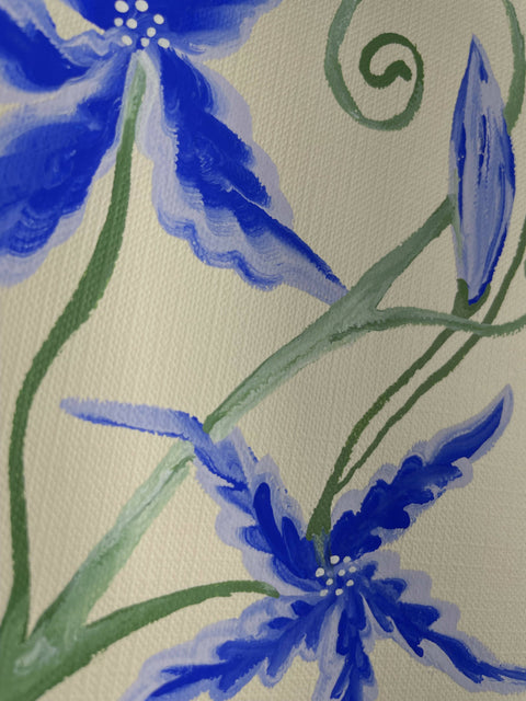 Blue / White Flower Hand Painted Greeting Card