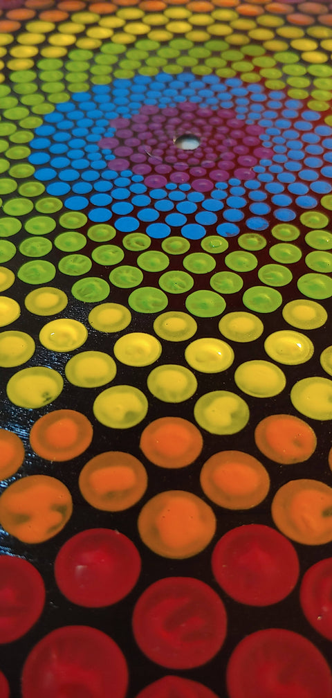 Rainbow Pride Flag: Acrylic Dot Art Painted Record