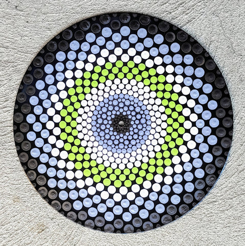 Agender Flag: Acrylic Dot Art Painted Record