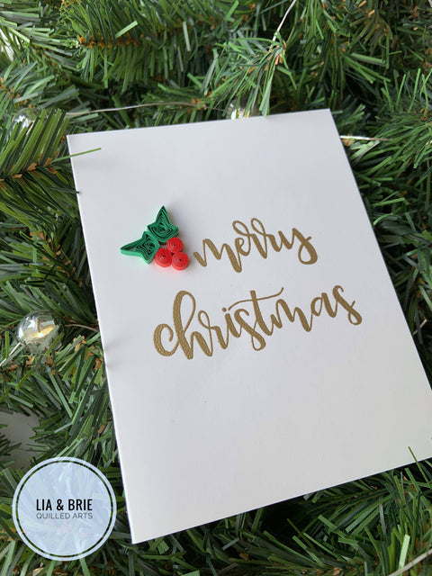 Merry Christmas Holly Christmas greeting card